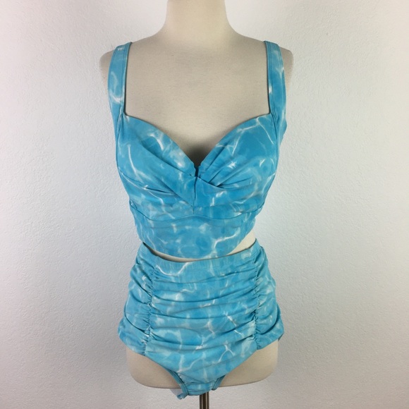 Torrid Light Blue Twist Front Ocean 2 Piece Swim - Picture 2 of 12